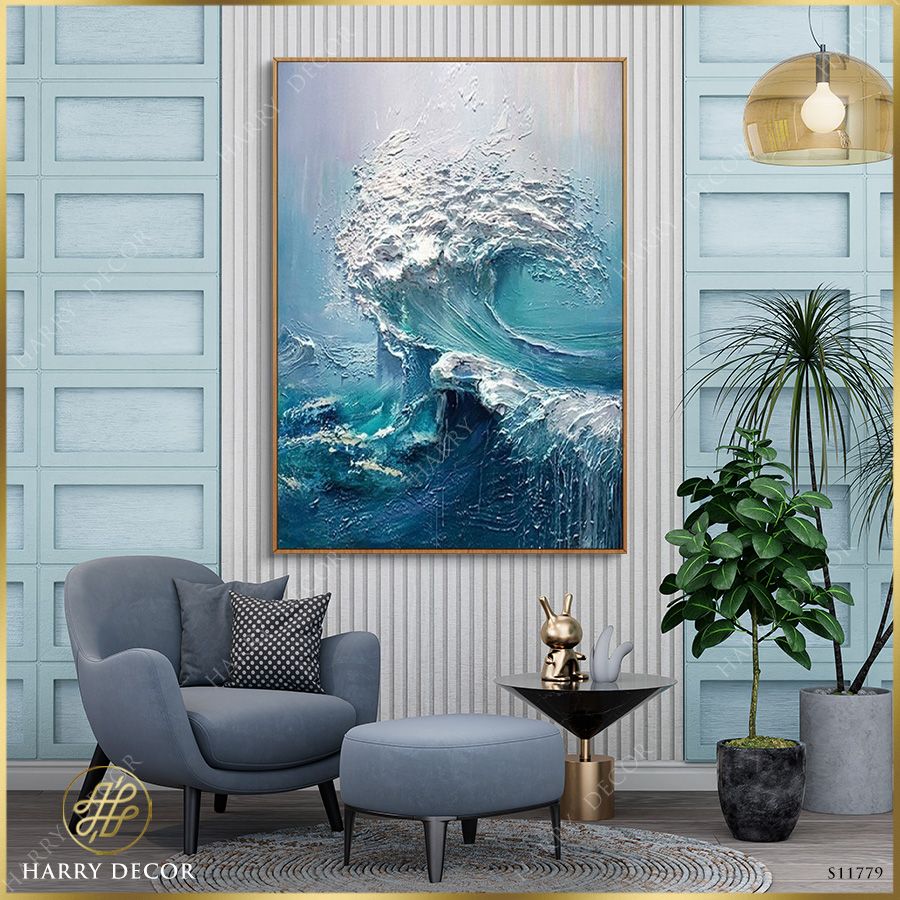 Tranh Abstract Sóng Trào Cuồn Cuộn S11779
