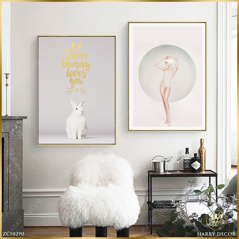 Bộ 2 Tranh Cô Gái Và Bunny ZC10290