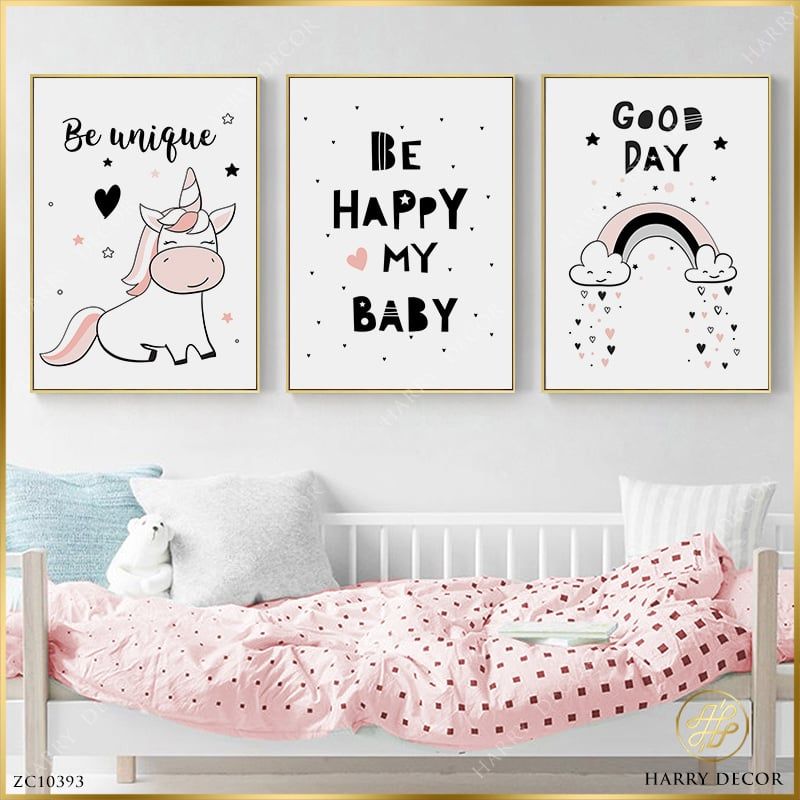 Bộ 3 Tranh Pony Và Cầu Vồng ZC10393