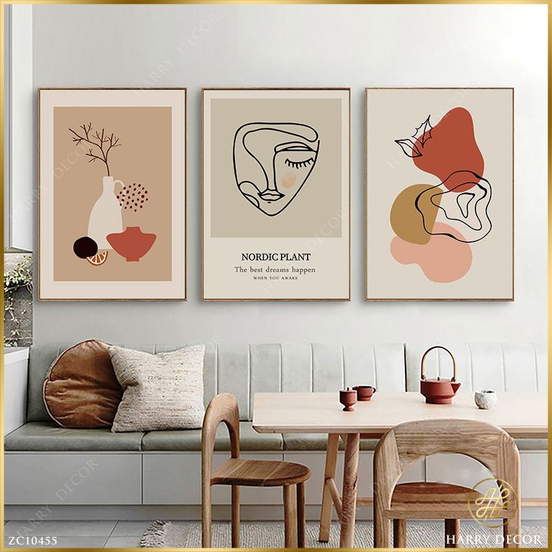 Bộ 3 Tranh Minimalism The Best Dreams Happen When You Awake ZC10455