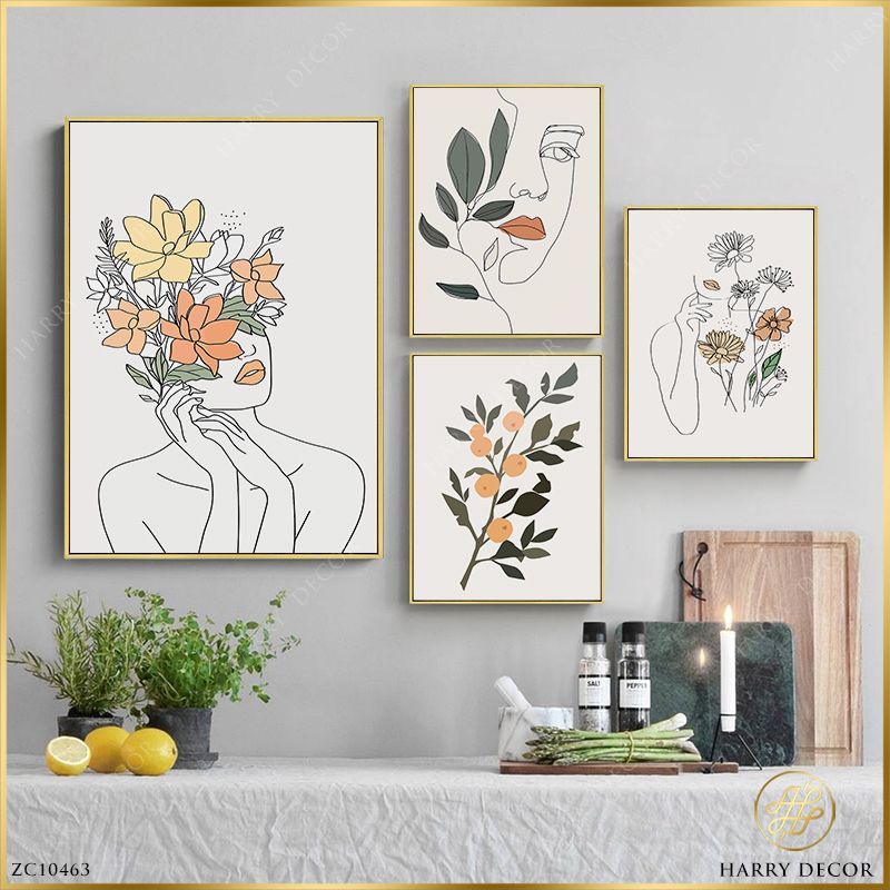 Bộ 4 Tranh Minimalism Cô Gái Lả Lướt ZC10463