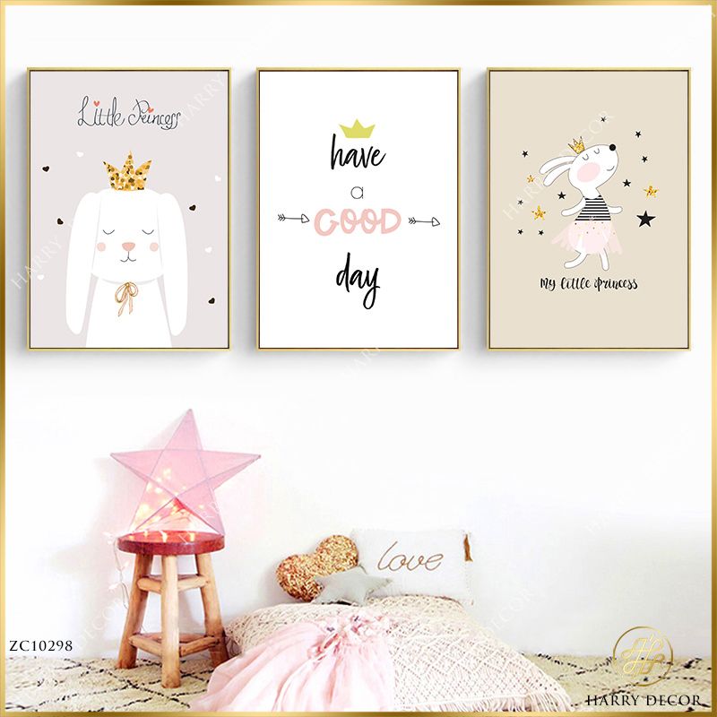Bộ 3 Tranh Thỏ Litte Princess ZC10298
