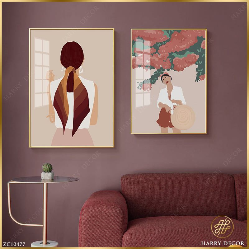 Bộ 2 Tranh Minimalism Cô Gái Khỏe Khoắn ZC10477
