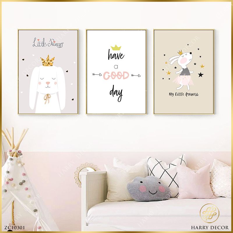 Bộ 3 Tranh Thỏ Litte Princess ZC10298