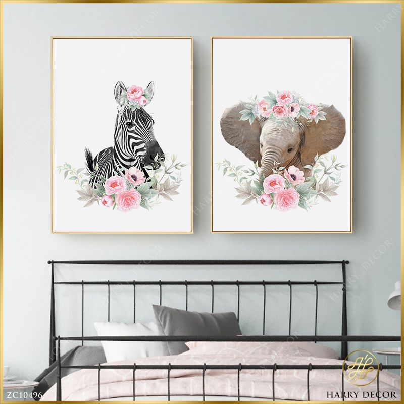 Bộ 2 Tranh Chú Voi Và Ngựa Vằn ZC10496