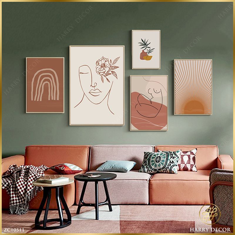 Bộ 5 Tranh Minimalism Body Woman And Sun ZC10511