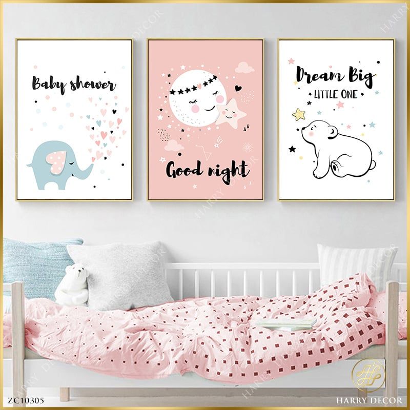 Bộ 3 Tranh Good Night Dễ Thương ZC10305