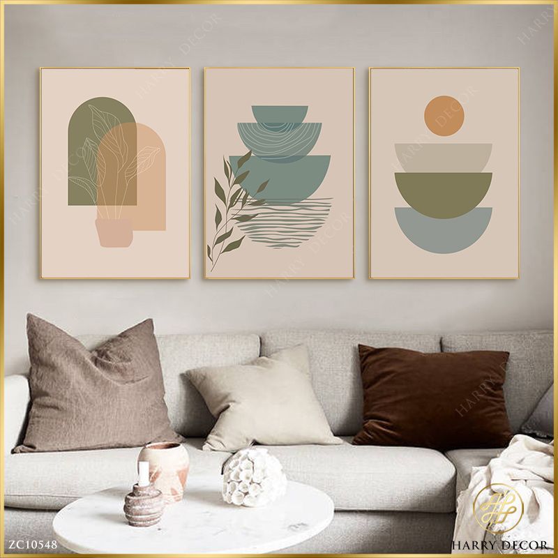 Bộ 3 Tranh Minimalism Mặt Trời Và Bóng Cây ZC10548