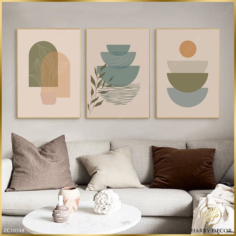 Bộ 3 Tranh Minimalism Mặt Trời Và Bóng Cây ZC10548