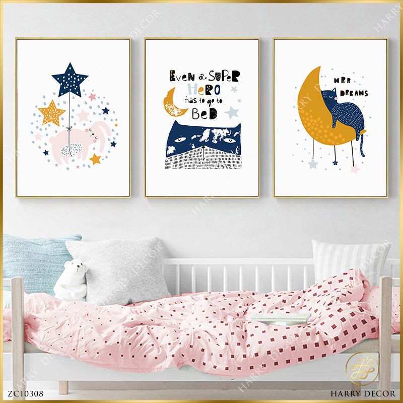 Bộ 3 Tranh Go To Bed ZC10308