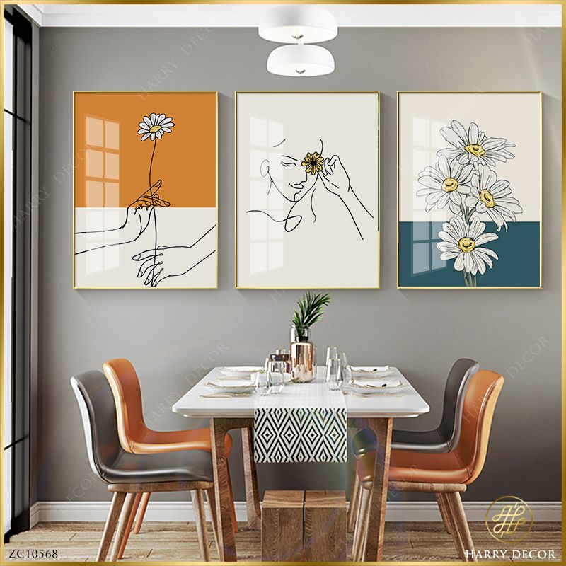 Bộ 3 Tranh Minimalism Daisy Girl ZC10568