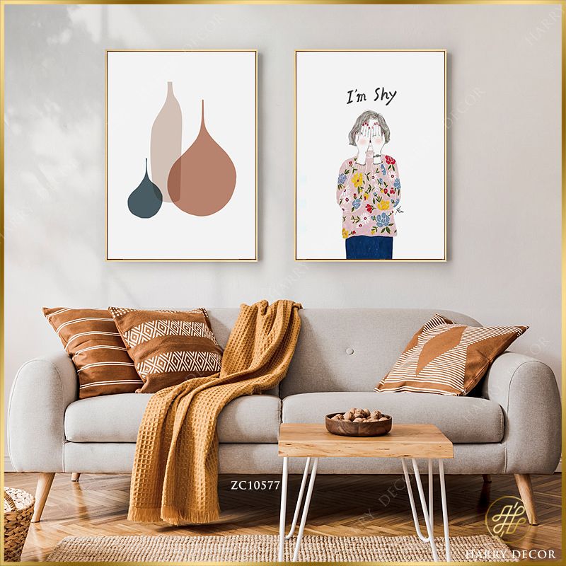 Bộ 2 Tranh Minimalism Girl And Bottle ZC10577