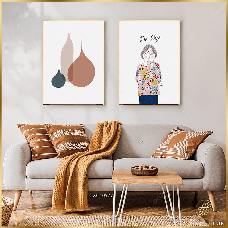 Bộ 2 Tranh Minimalism Girl And Bottle ZC10577