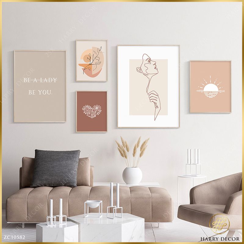 Bộ 5 Tranh Minimalism Girl Fall In Love ZC10582