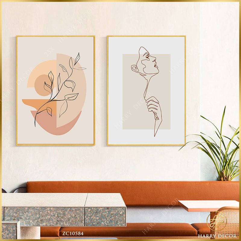 Bộ 2 Tranh Minimalism Girl Love Plant ZC10584