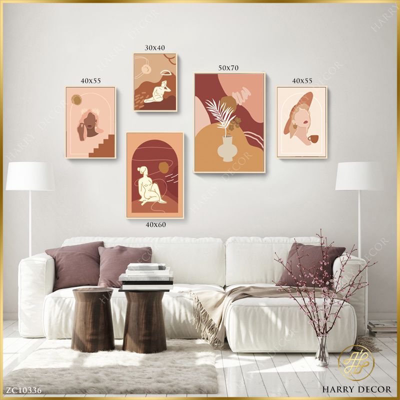Bộ 5 Tranh Minimalism Hoa Lá Và Cô Gái ZC10336