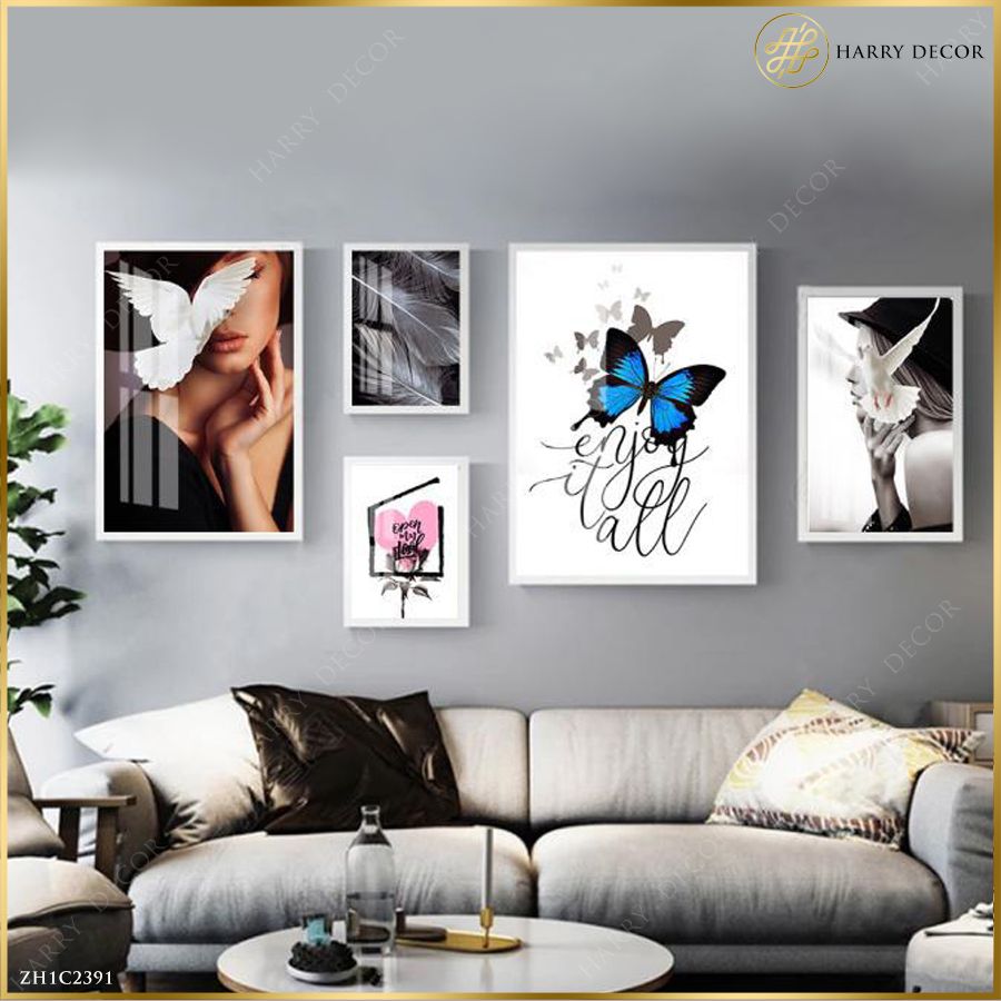 Bộ 5 Tranh Bird & Butterfly ZH1C2391