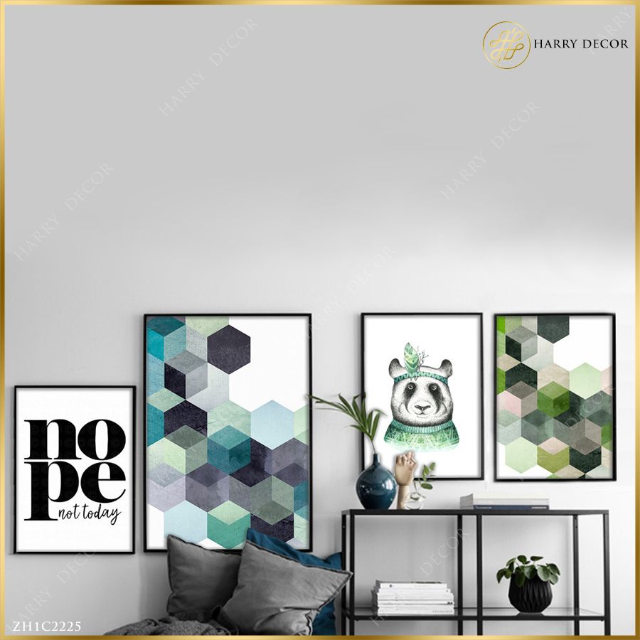 Bộ 4 Tranh Abstract & Panda ZH1C2225