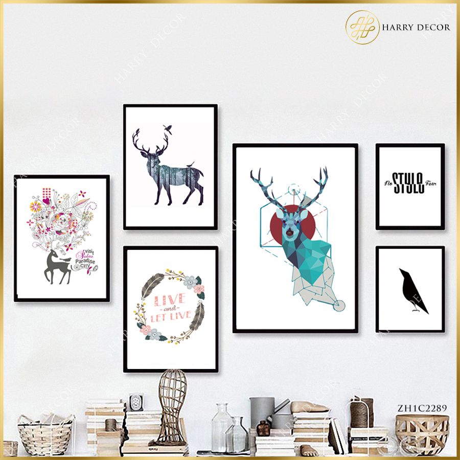 Bộ 6 Tranh Abstract Deers ZH1C2289