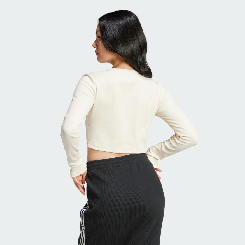 Áo Thun Nữ Lửng Dài Tay Thun Gân Essentials