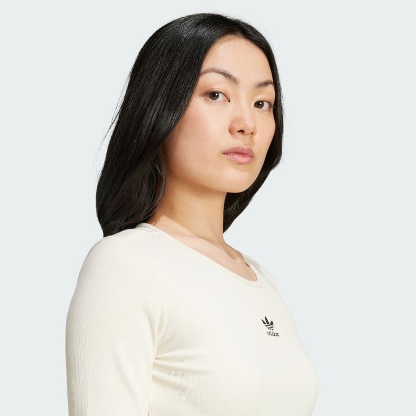 Áo Thun Nữ Lửng Dài Tay Thun Gân Essentials