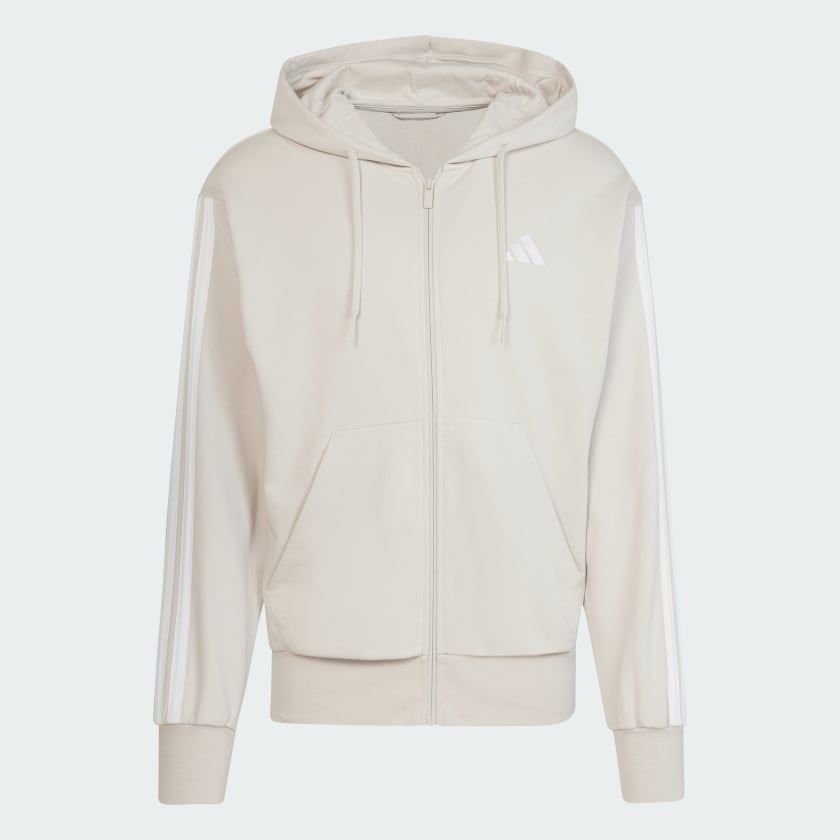 Áo Hoodie Nam Khóa Kéo Vải Thun Da Cá 3 Sọc Essentials