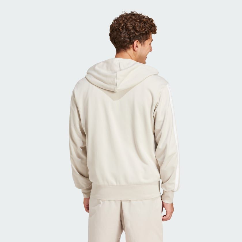 Áo Hoodie Nam Khóa Kéo Vải Thun Da Cá 3 Sọc Essentials