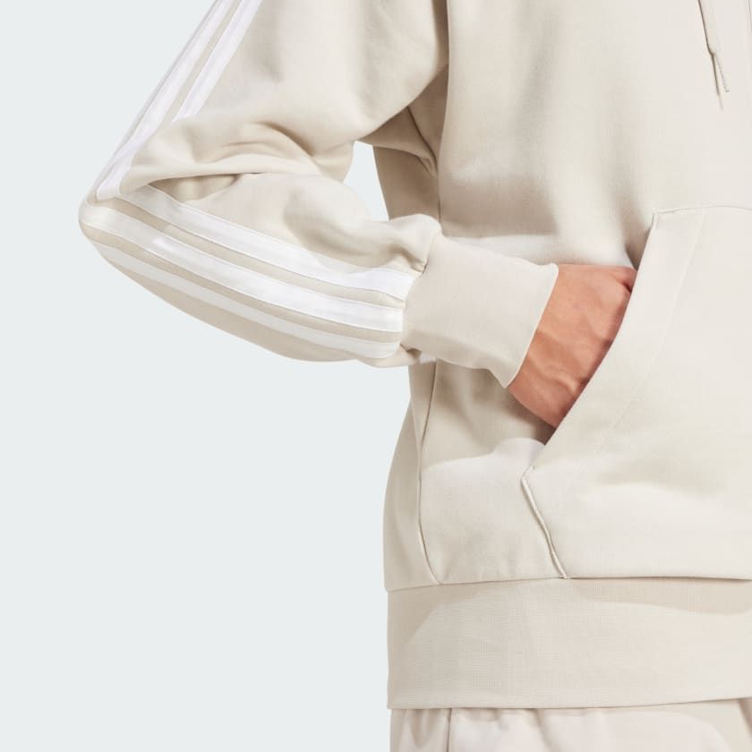 Áo Hoodie Nam Khóa Kéo Vải Thun Da Cá 3 Sọc Essentials