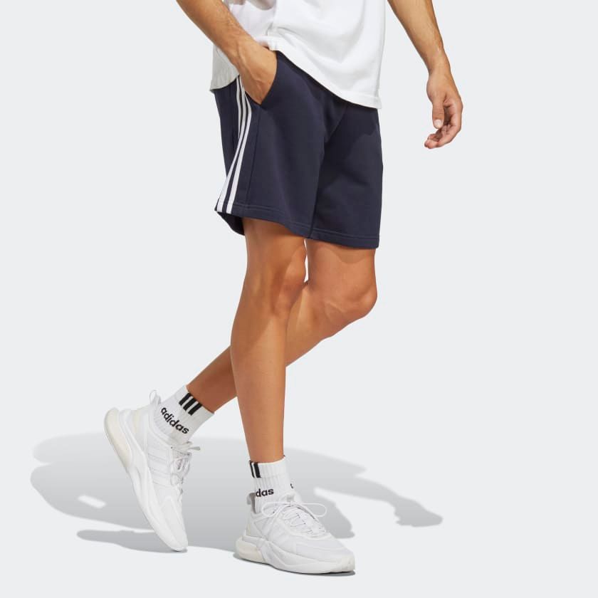 QUẦN SHORT NAM 3 SỌC VẢI THUN DA CÁ ESSENTIALS