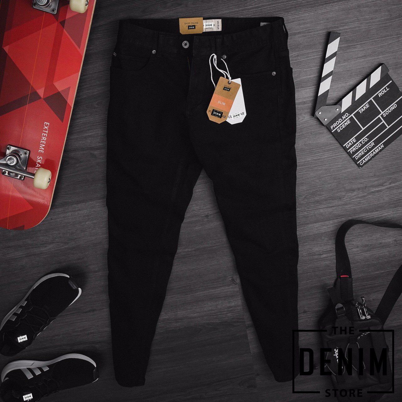 Quần jeans Pull&B. black slim fit