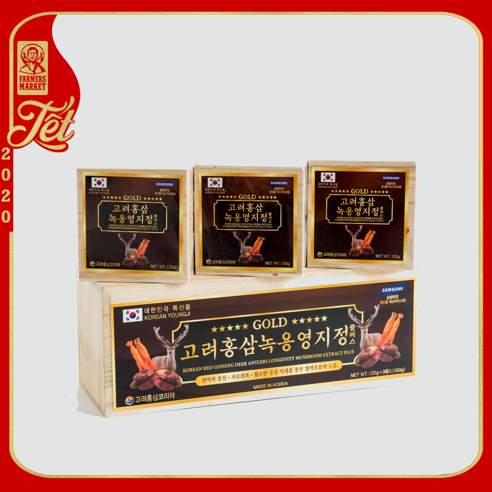 Cao hồng sâm linh chi nhung hươu Hàn Quốc 360gr