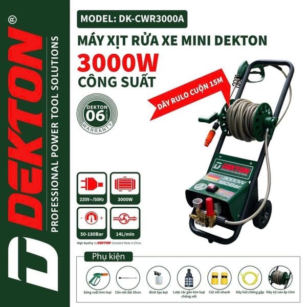 Máy Rửa xe Dekton DK-CWR-3000A ( 3000 W) - Chỉnh Áp