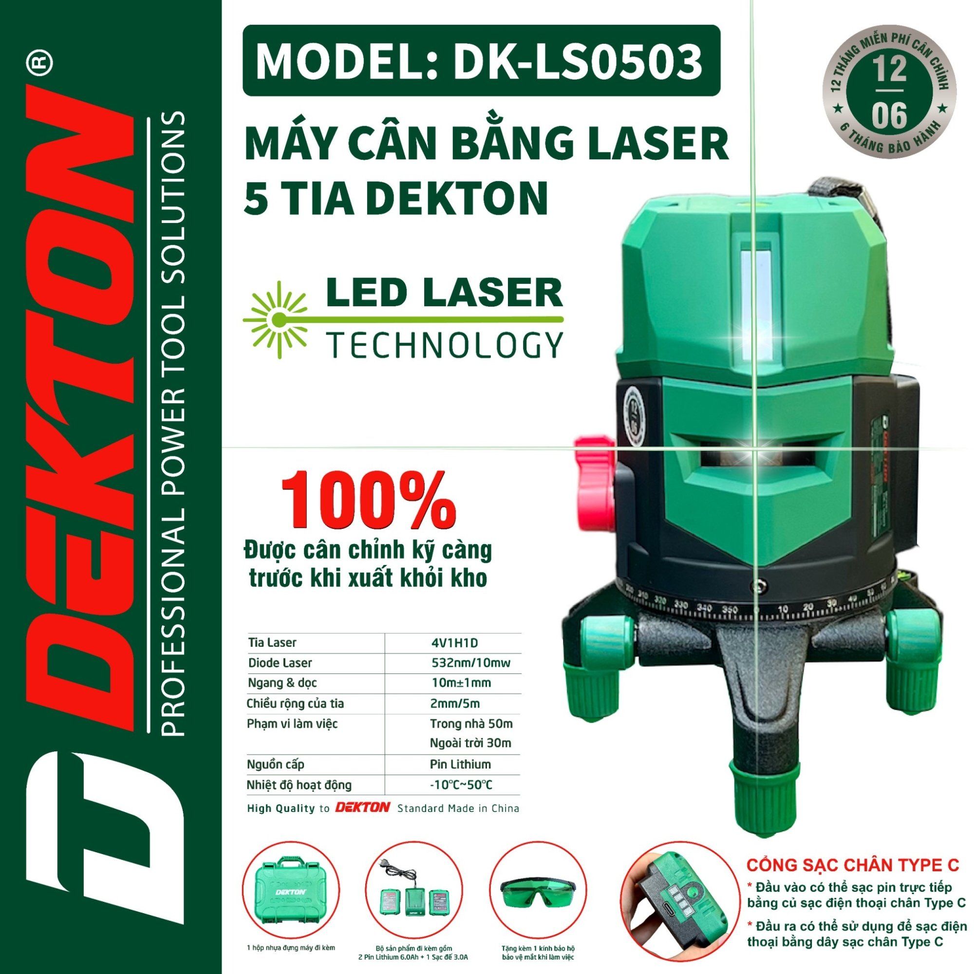 MÁY CÂN BẰNG LASER DEKTON - DK LS0503 (5 Tia Xanh)