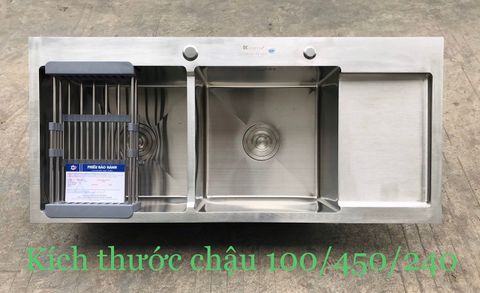 Chậu Rửa Bát 2 Hố Có Bàn 100x45x24