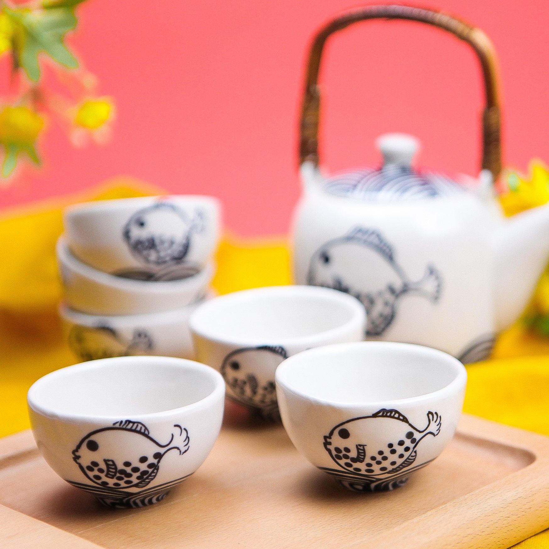Bộ bình trà cá nóc Bát Tràng