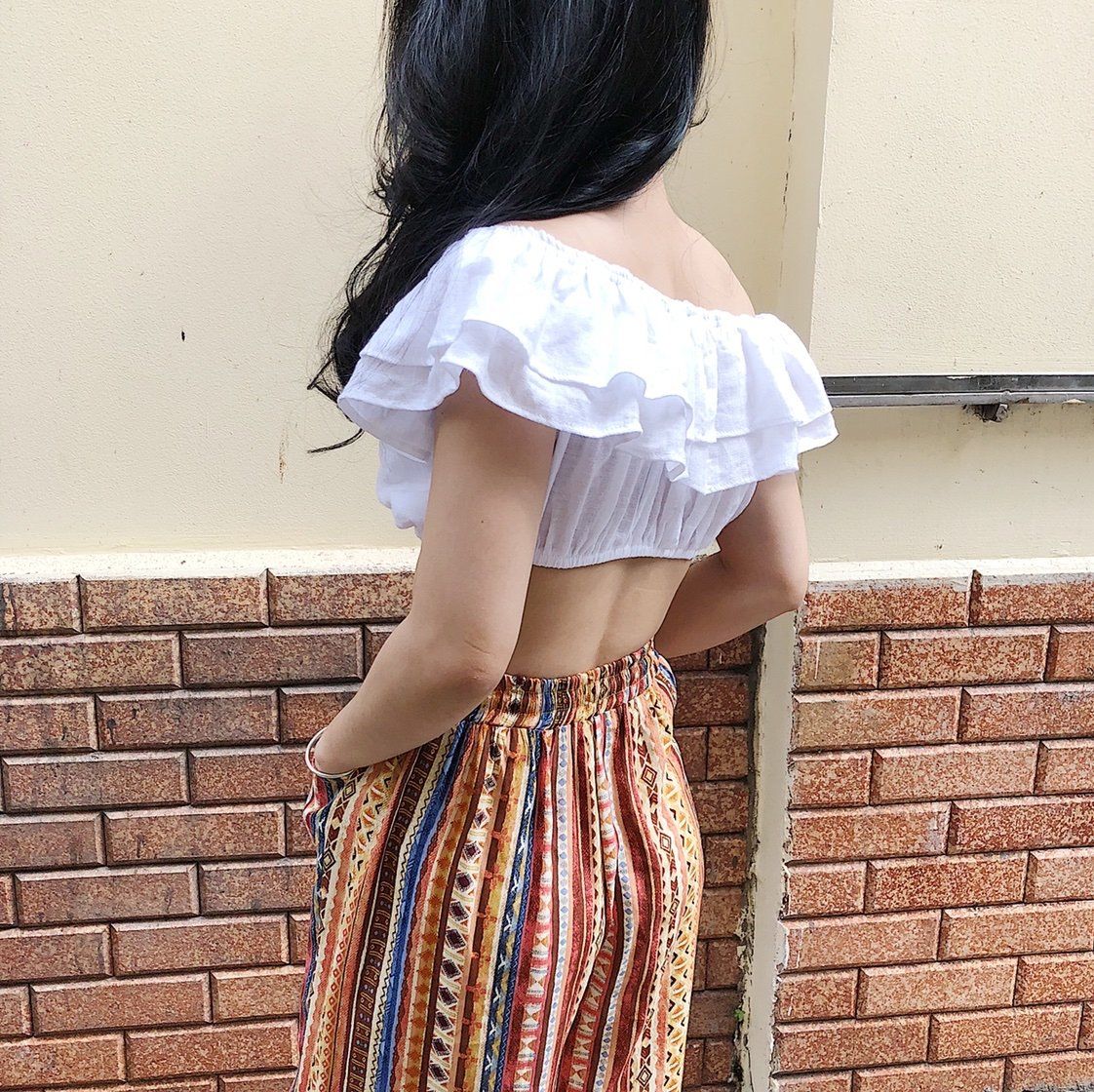 Lolitatop - Áo bèo trễ vai lolita màu trắng