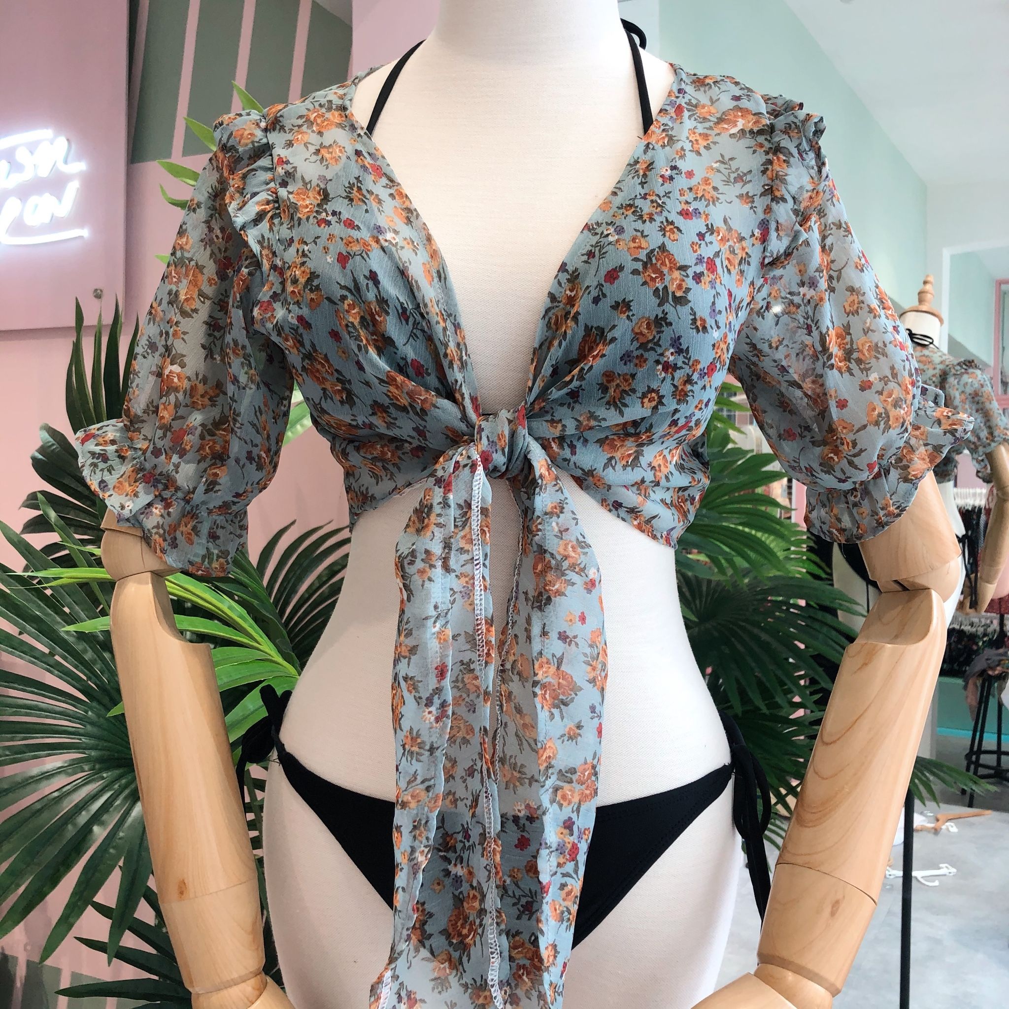 Lilytop-Áo voan cột nơ