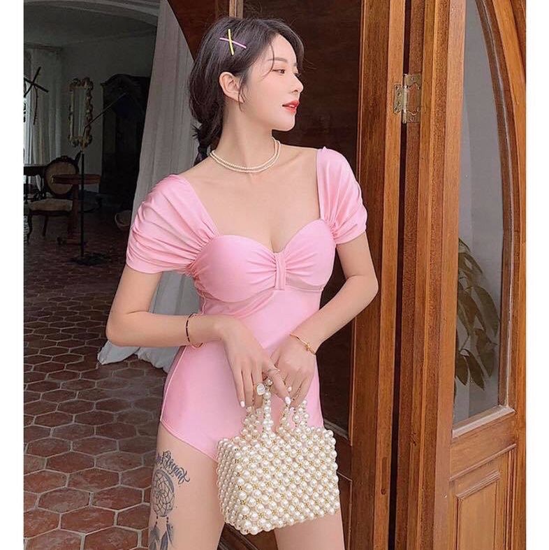 4BN74-Đồ bơi một mảnh hồng ánh nhũ