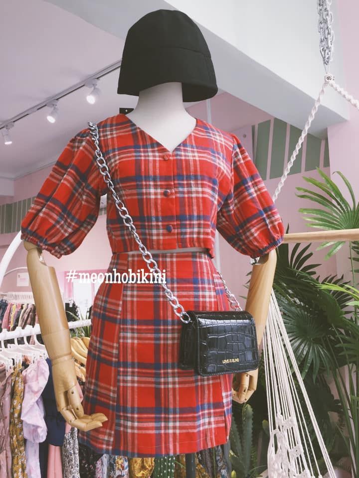 BEESET-Set Bee caro đỏ