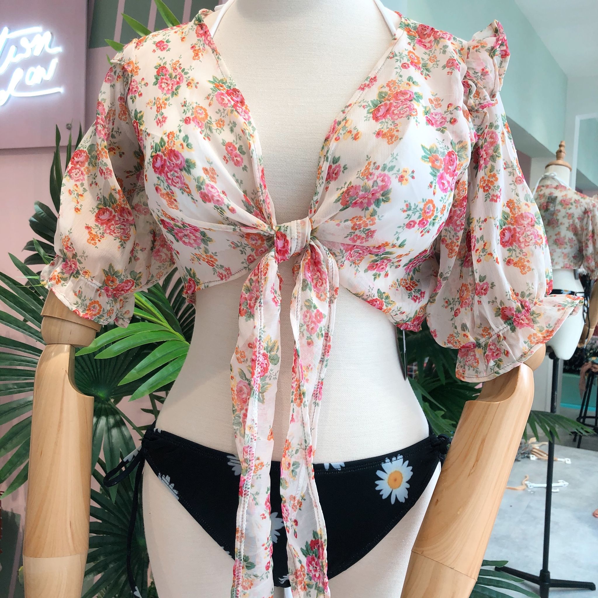 Lilytop-Áo voan cột nơ