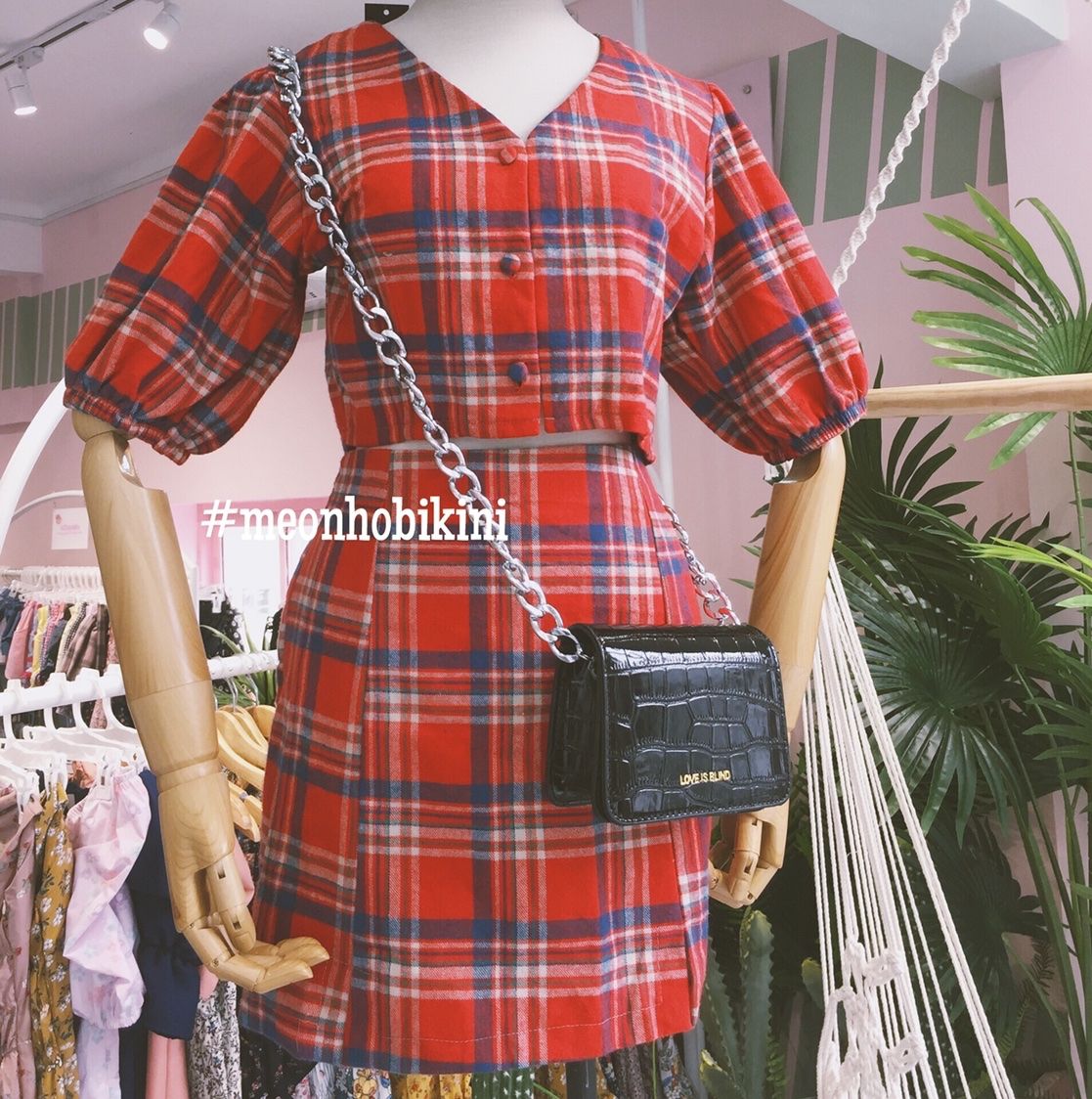 BEESET-Set Bee caro đỏ