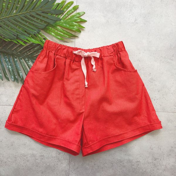  Quần short linen đỏ 