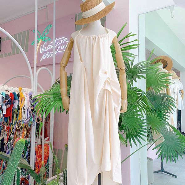  DN2- đầm maxi màu beige 