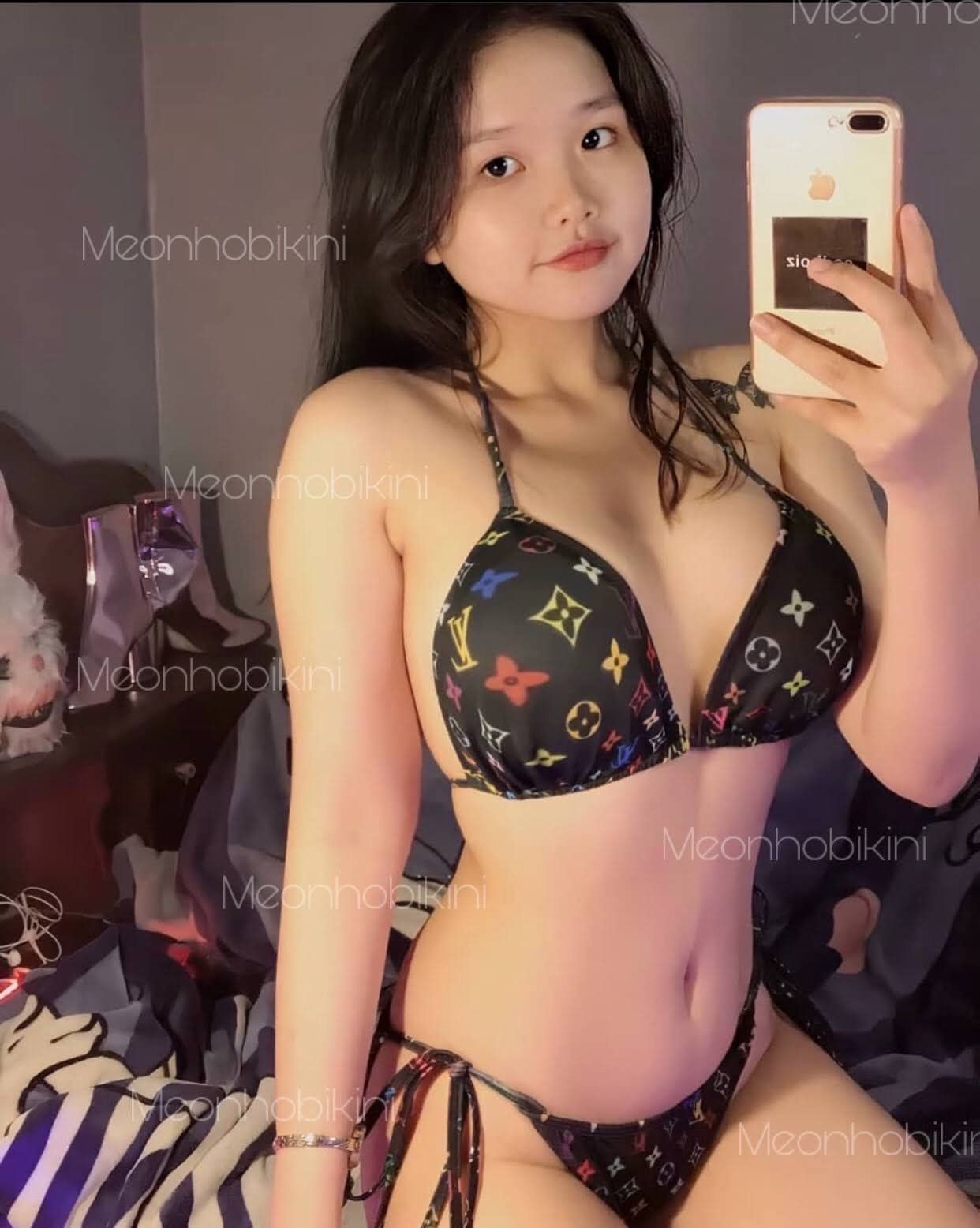 3BN08- Đồ bơi hai mảnh tam giác in LV đen