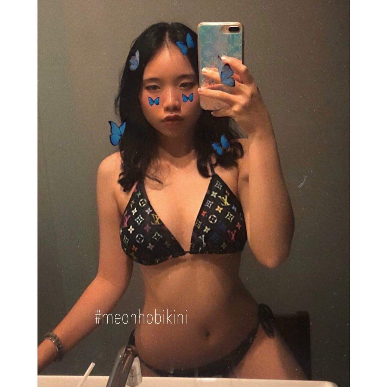 3BN08- Đồ bơi hai mảnh tam giác in LV đen