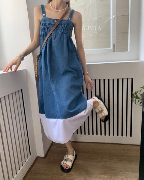  DN14- đầm maxi jeans 