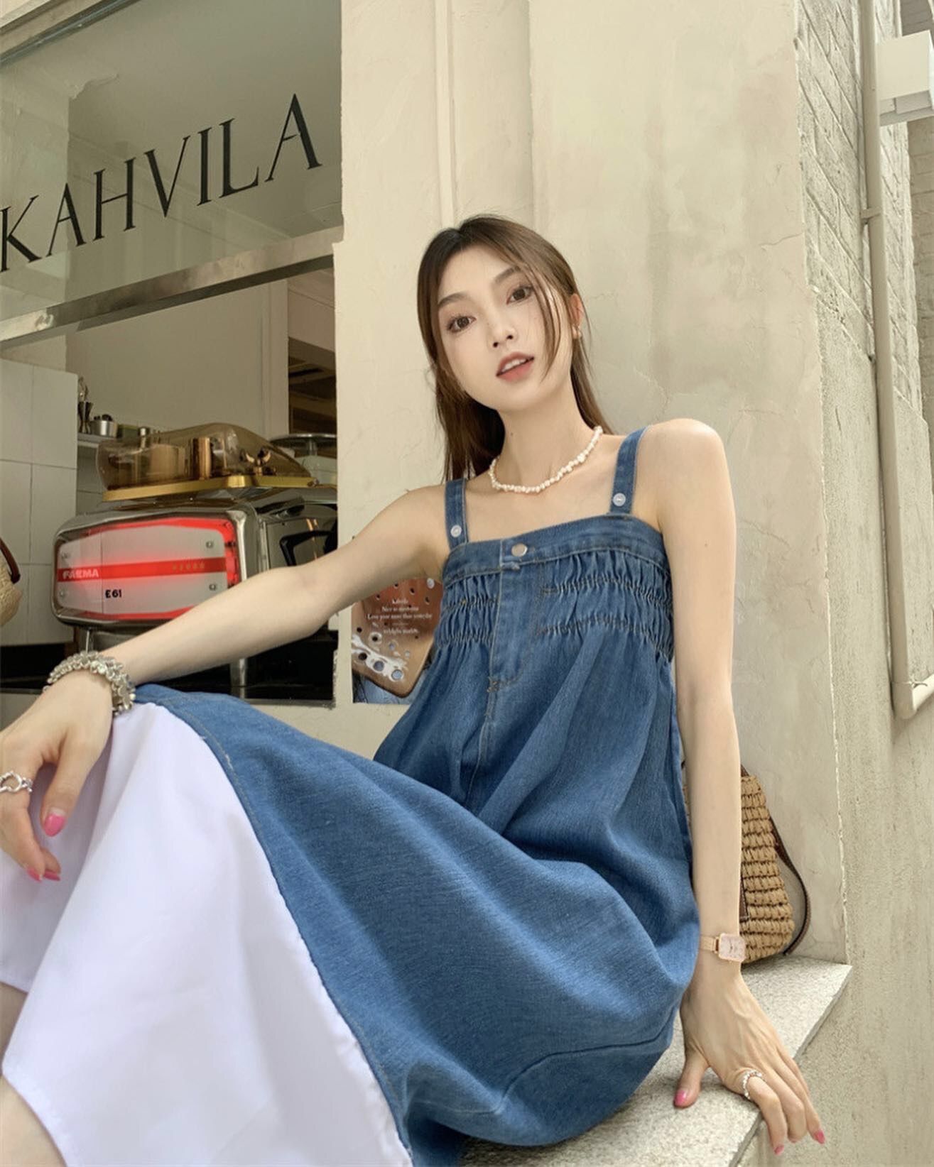  DN14- đầm maxi jeans 