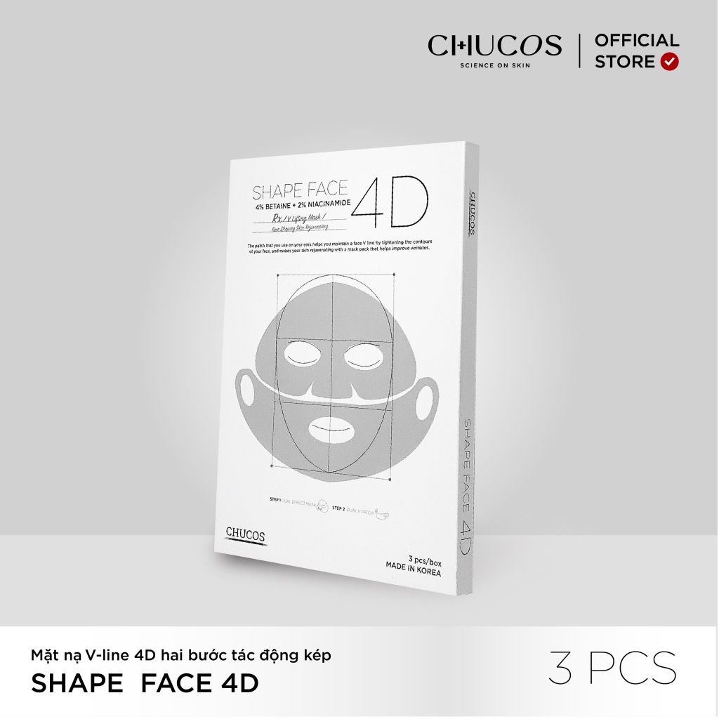 MẶT NẠ V-LINE 4D HAI BƯỚC TÁC ĐỘNG KÉP CHUCOS SHAPE FACE 4D MASK (HỘP 3 MASK)