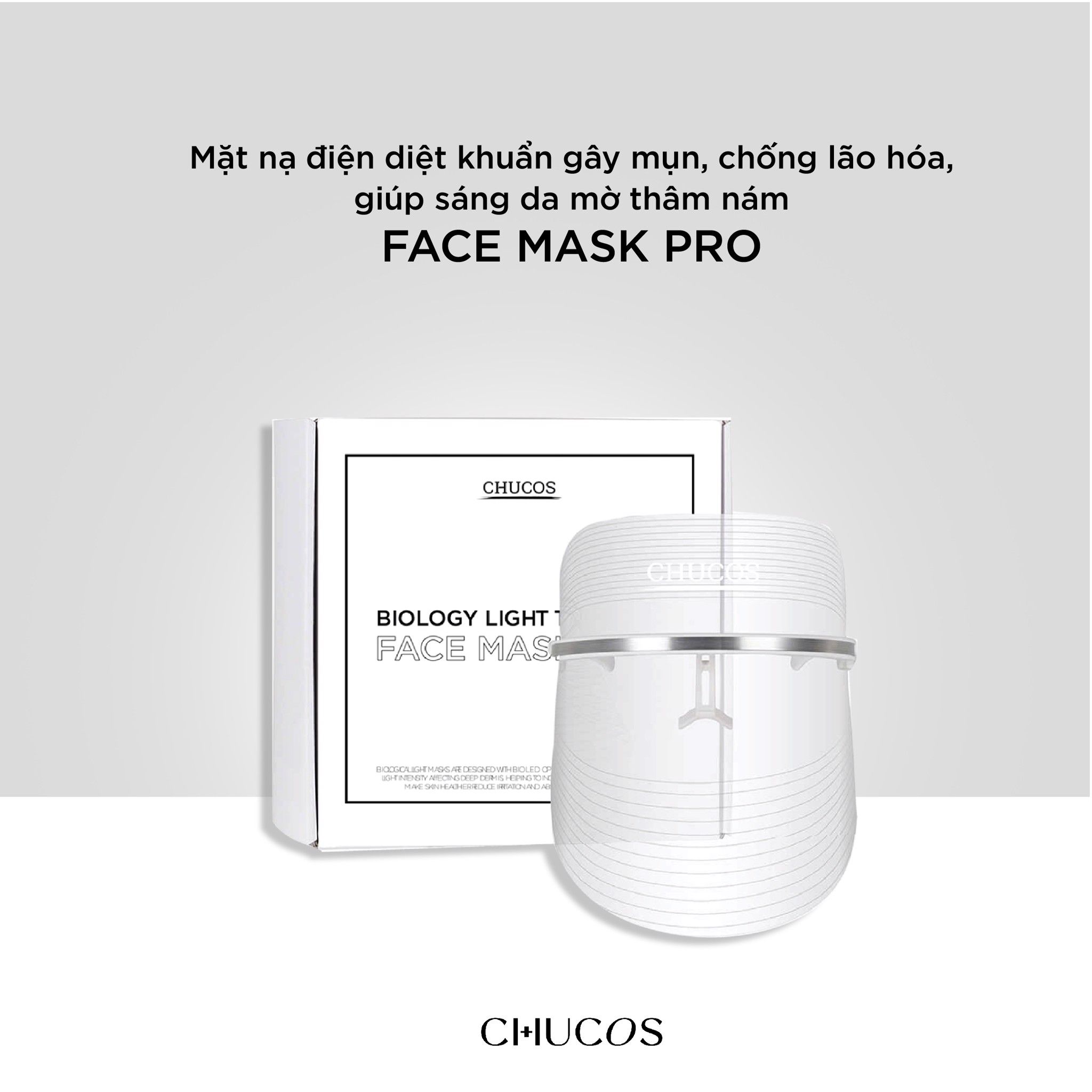 Mặt nạ điện diệt khuẩn gây mụn, chống lão hóa, giúp sáng da mờ thâm nám Mask Pro với 3 loại ánh sáng sinh học: đỏ, xanh,vàng