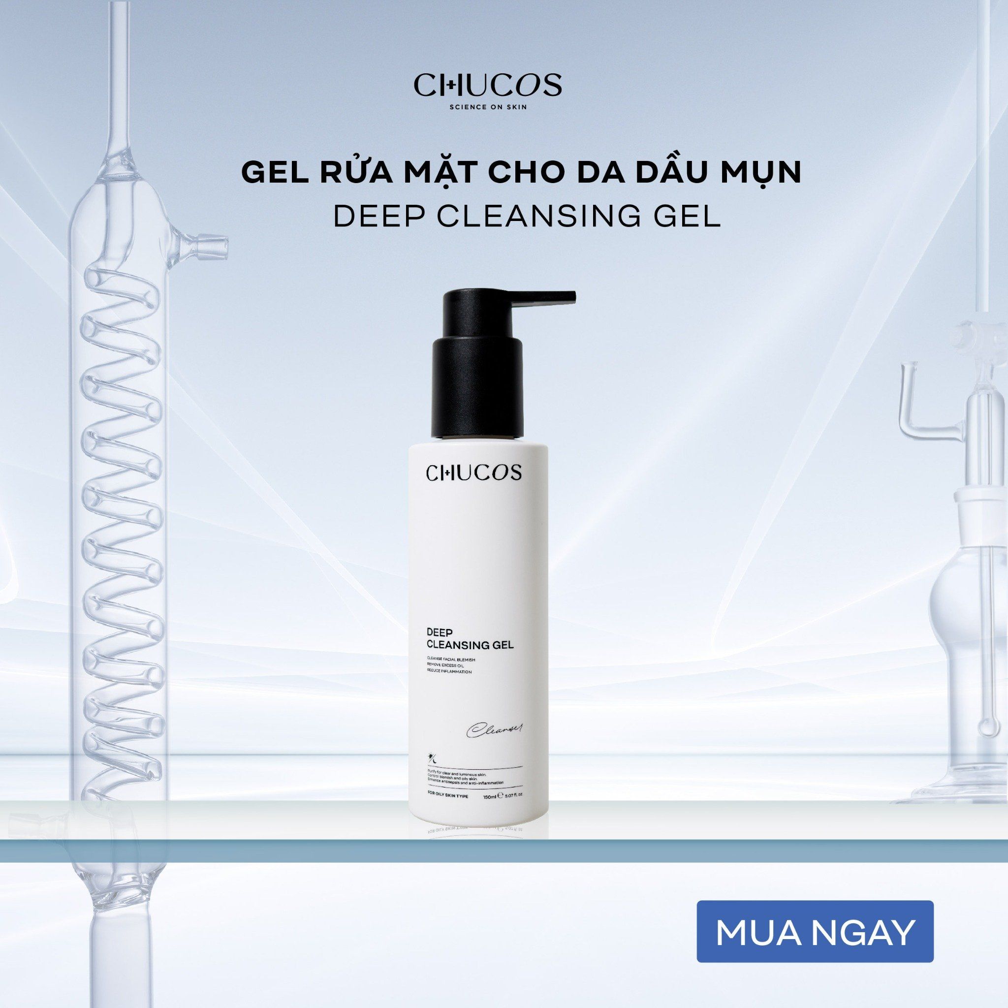 Gel Rửa Mặt Sạch Sâu Cho Da Dầu Mụn Chucos Deep Cleansing Gel 150ml